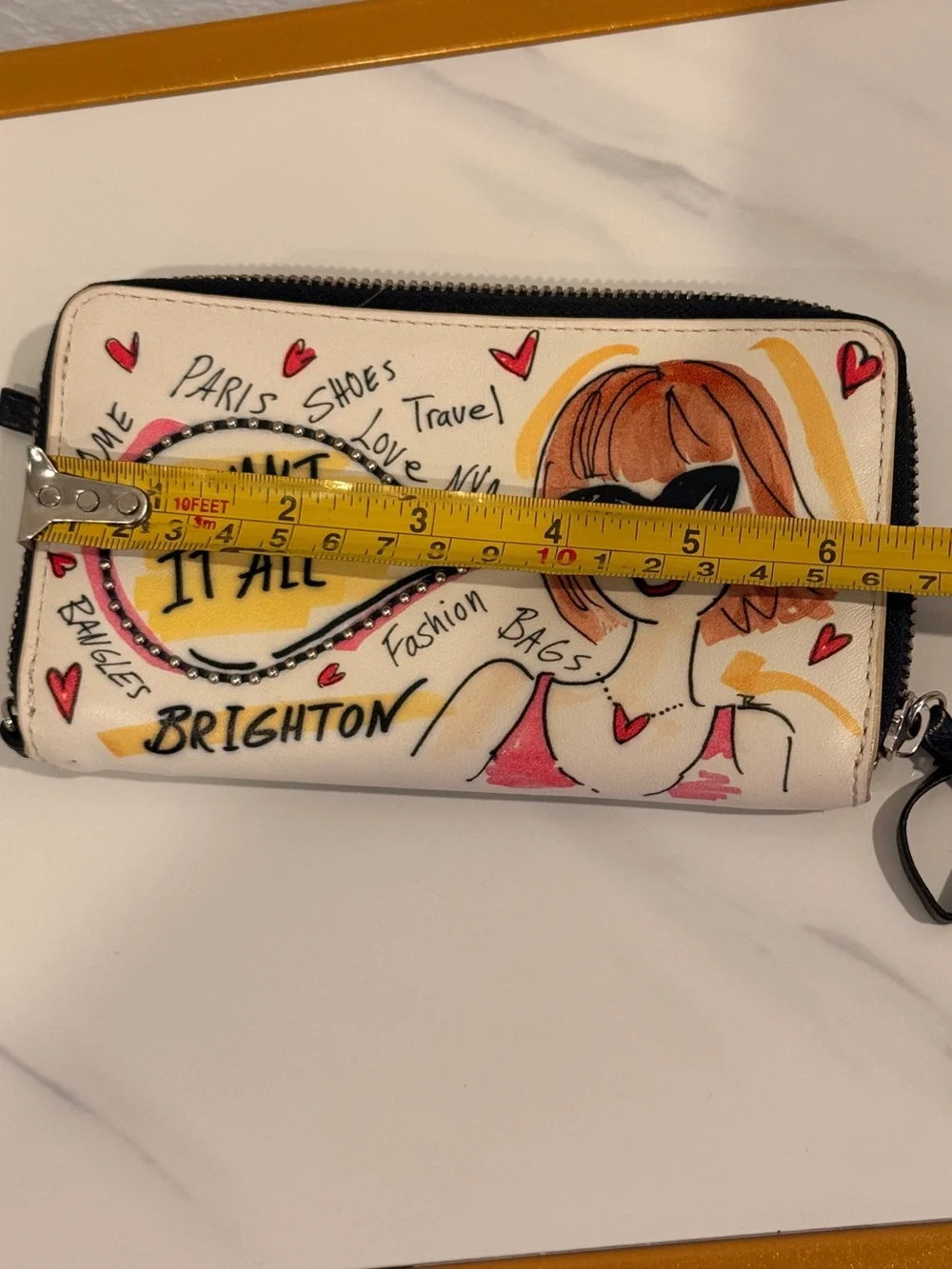 Brighton White Wallet with Pink &‎ Yellow Graphic